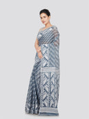 PinkLoom Women's Cotton Jamdani Saree Without Blouse Piece