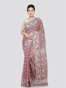 PinkLoom Women's Cotton Jamdani Saree Without Blouse Piece
