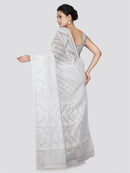 PinkLoom Women's Cotton Jamdani Saree Without Blouse Piece