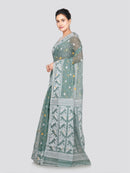 PinkLoom Women's Cotton Jamdani Saree Without Blouse Piece