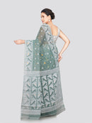 PinkLoom Women's Cotton Jamdani Saree Without Blouse Piece