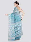 PinkLoom Women's Cotton Jamdani Saree Without Blouse Piece