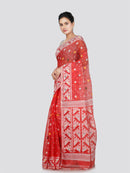 PinkLoom Women's Cotton Jamdani Saree Without Blouse Piece