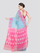 PinkLoom Women's Cotton Jamdani Saree Without Blouse Piece