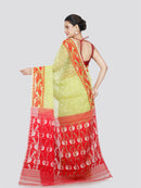 PinkLoom Women's Cotton Jamdani Saree Without Blouse Piece