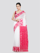 PinkLoom Women's Cotton Jamdani Saree Without Blouse Piece