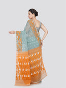 PinkLoom Women's Cotton Jamdani Saree Without Blouse Piece