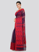 Pinkloom Women's Soft Cotton Jamdani Saree Without Blouse Piece