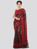 PinkLoom Women's Jamdani Cotton Saree Without Blouse Piece (0022MUSJ113A_Black)