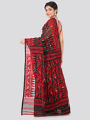 PinkLoom Women's Jamdani Cotton Saree Without Blouse Piece (0022MUSJ113A_Black)