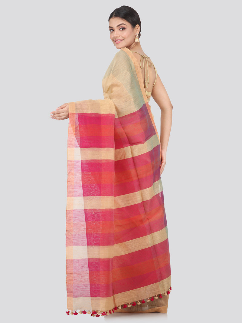 Women's Handloom Linen Silk With Blouse Piece