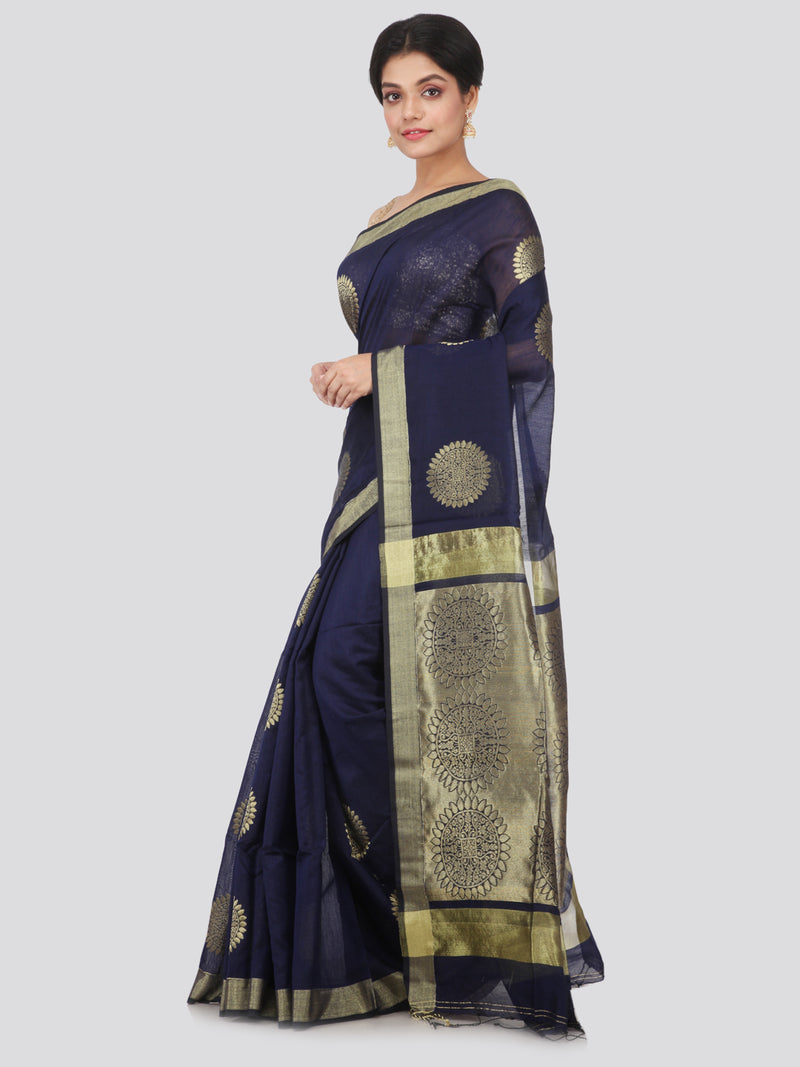PinkLoom Women's Cotton Silk Saree with Blouse Piece (DP-HSLK10-0014_Blue)