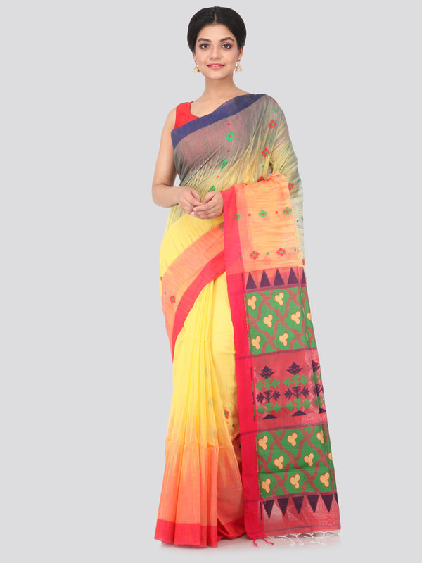 PinkLoom Women's Cotton Silk Saree with Blouse Piece (DP-HSLK2-0145_Yellow)
