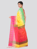 PinkLoom Women's Cotton Silk Saree with Blouse Piece (Yellow)