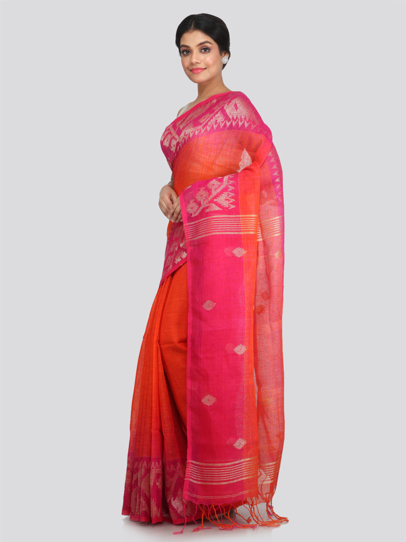 Women's Linen Saree With Blouse Piece