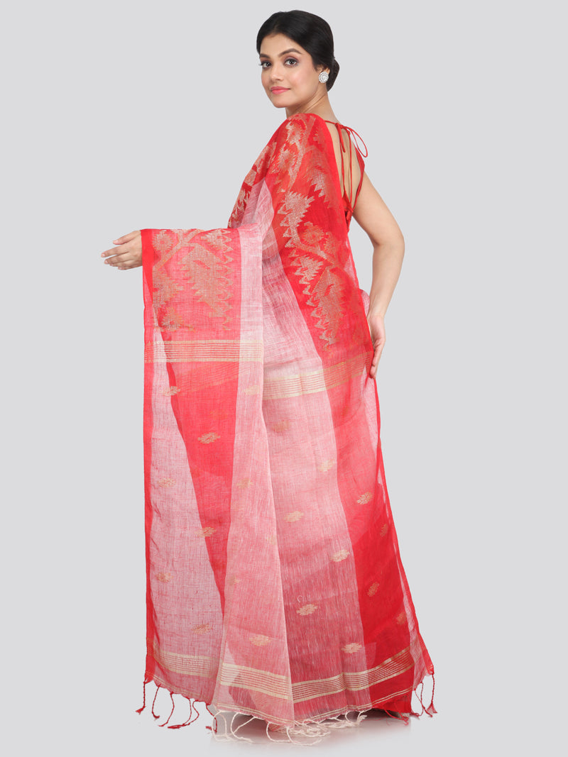 Women's Linen Saree With Blouse Piece