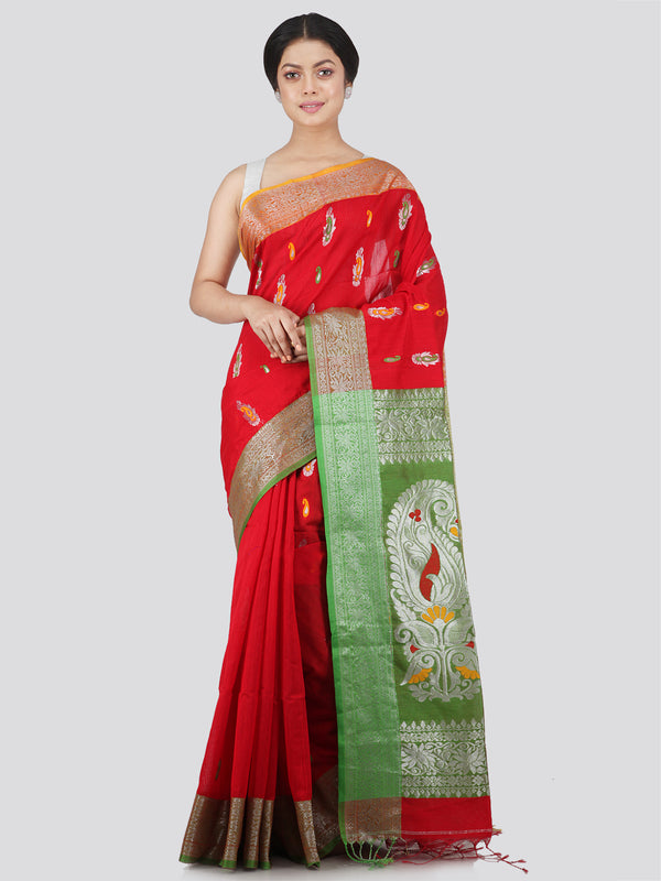 Women's Cotton Blend Saree With Unstitched Blouse Piece