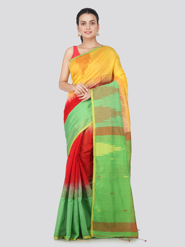 PinkLoom Women's Cotton Silk Saree With Blouse Piece (DP23_Multicolored)