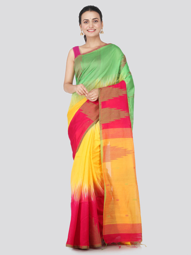 PinkLoom Women's Cotton Silk Saree With Blouse Piece (DP25_Multicolored)