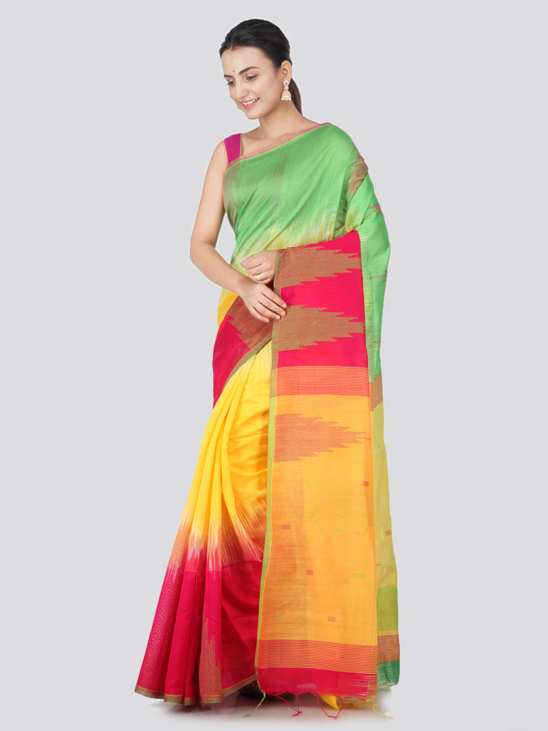 PinkLoom Women's Cotton Silk Saree With Blouse Piece (DP25_Multicolored)