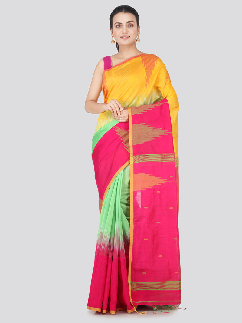 PinkLoom Women's Cotton Silk Saree With Blouse Piece (DP26_Multicolored)