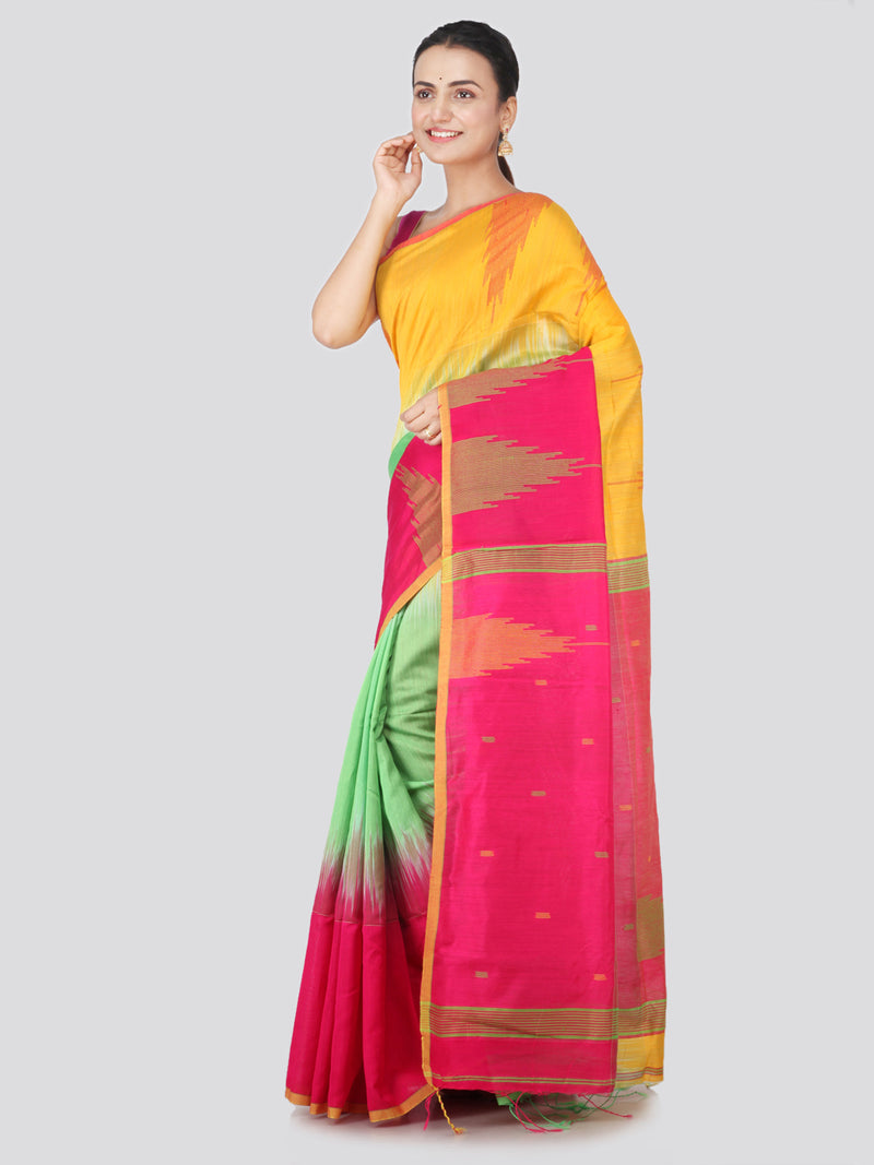 PinkLoom Women's Cotton Silk Saree With Blouse Piece (DP26_Multicolored)