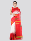 PinkLoom Women's Cotton Silk Saree With Blouse Piece (DP27_White)