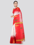 PinkLoom Women's Cotton Silk Saree With Blouse Piece (DP27_White)