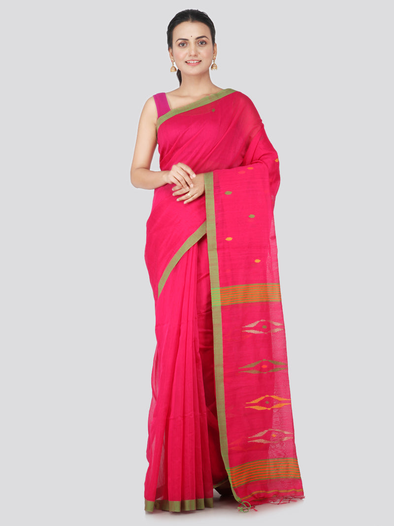 PinkLoom Women's Cotton Silk Saree With Blouse Piece (DP31_Pink)