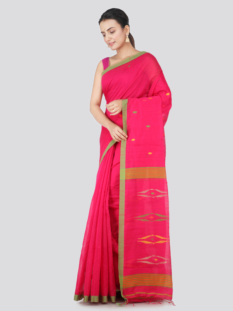 PinkLoom Women's Cotton Silk Saree With Blouse Piece (DP31_Pink)
