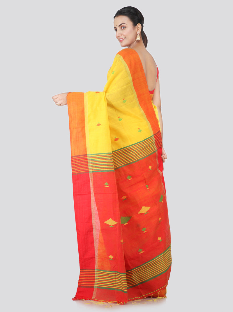 PinkLoom Women's Cotton Silk Saree With Blouse Piece (DP34_Yellow)