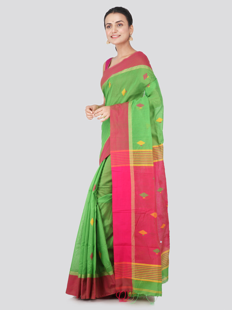 PinkLoom Women's Cotton Silk Saree With Blouse Piece (DP35_Green)