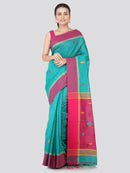 PinkLoom Women's Cotton Silk Saree With Blouse Piece (DP37_Light Blue)