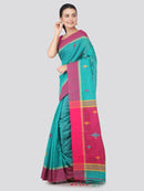PinkLoom Women's Cotton Silk Saree With Blouse Piece (DP37_Light Blue)