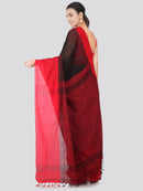 PinkLoom Women's Khadi Saree With Blouse Piece (DP39_Black)