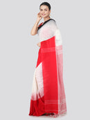 PinkLoom Women's Khadi Saree With Blouse Piece (DP40_White)