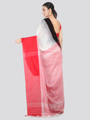 PinkLoom Women's Khadi Saree With Blouse Piece (DP40_White)