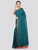 PinkLoom Women's Cotton Saree With Blouse Piece (DP54_Green)