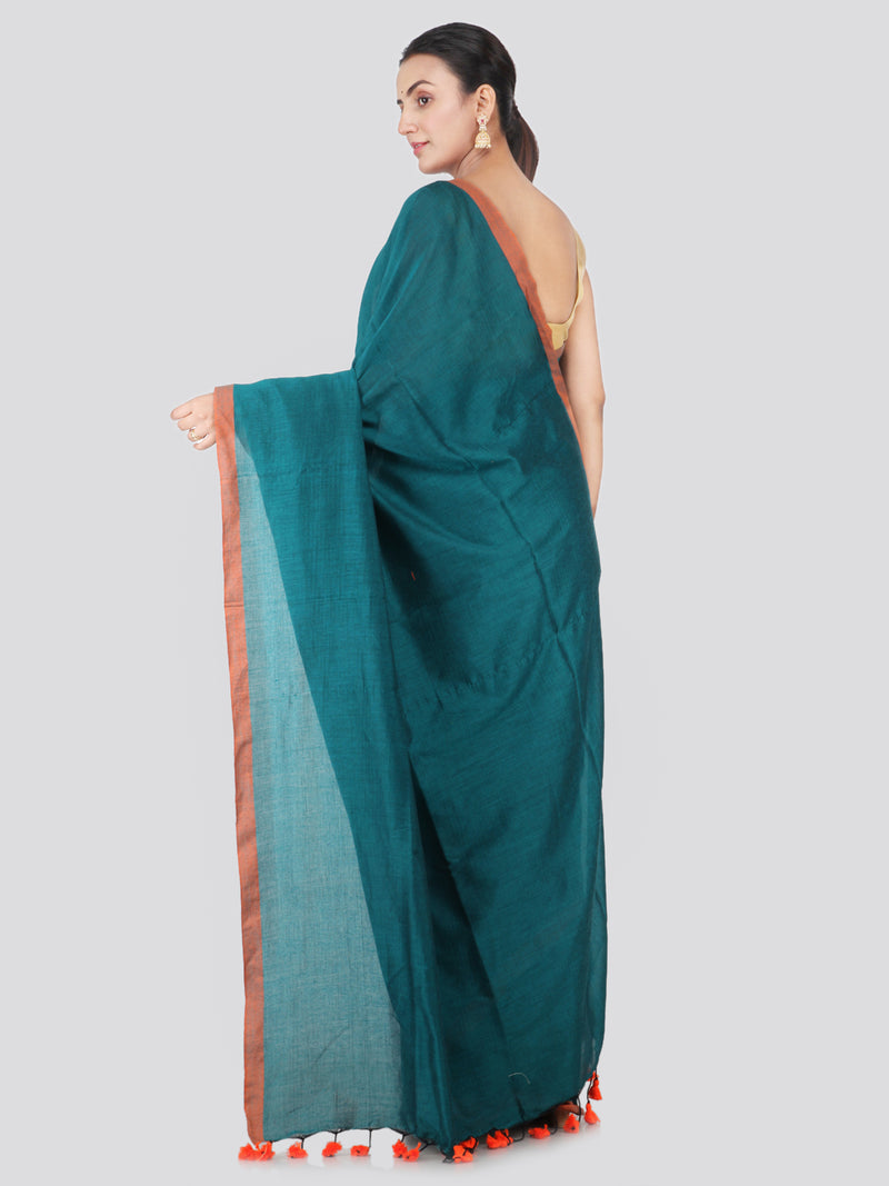 PinkLoom Women's Cotton Saree With Blouse Piece (DP54_Green)