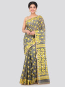 PinkLoom Women's Jamdani Cotton Saree Without Blouse Piece (GB-MUSJ1-02645_Grey)