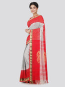 Pinkloom Women's Handloom Cotton Saree (GB-PCHS1-0019, Grey)