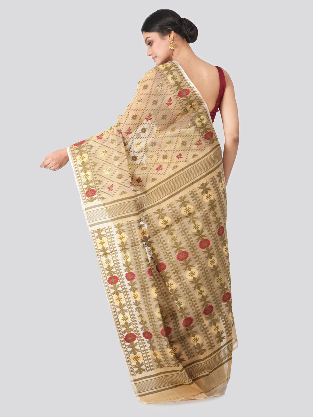 Cotton Soft Minakari Dhakai Jamdani Saree With Resham Fabric For Women