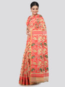 PinkLoom Women's Soft Cotton Jamdani Saree Without Blouse Piece, Beige, Gb165