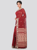 PinkLoom Women's Cotton Saree With Blouse Piece (GB287_Maroon)