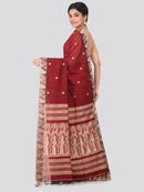 PinkLoom Women's Cotton Saree With Blouse Piece (GB287_Maroon)