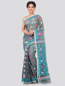 PinkLoom Women's soft Jamdani Saree without Blouse Piece (GB297_Grey)