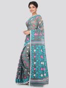 PinkLoom Women's soft Jamdani Saree without Blouse Piece (GB297_Grey)