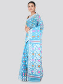 PinkLoom Women's soft Jamdani Saree without Blouse Piece (GB298_Light Blue)