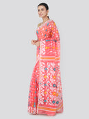 PinkLoom Women's soft Jamdani Saree without Blouse Piece (GB299_Pink)