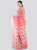 PinkLoom Women's soft Jamdani Saree without Blouse Piece (GB299_Pink)